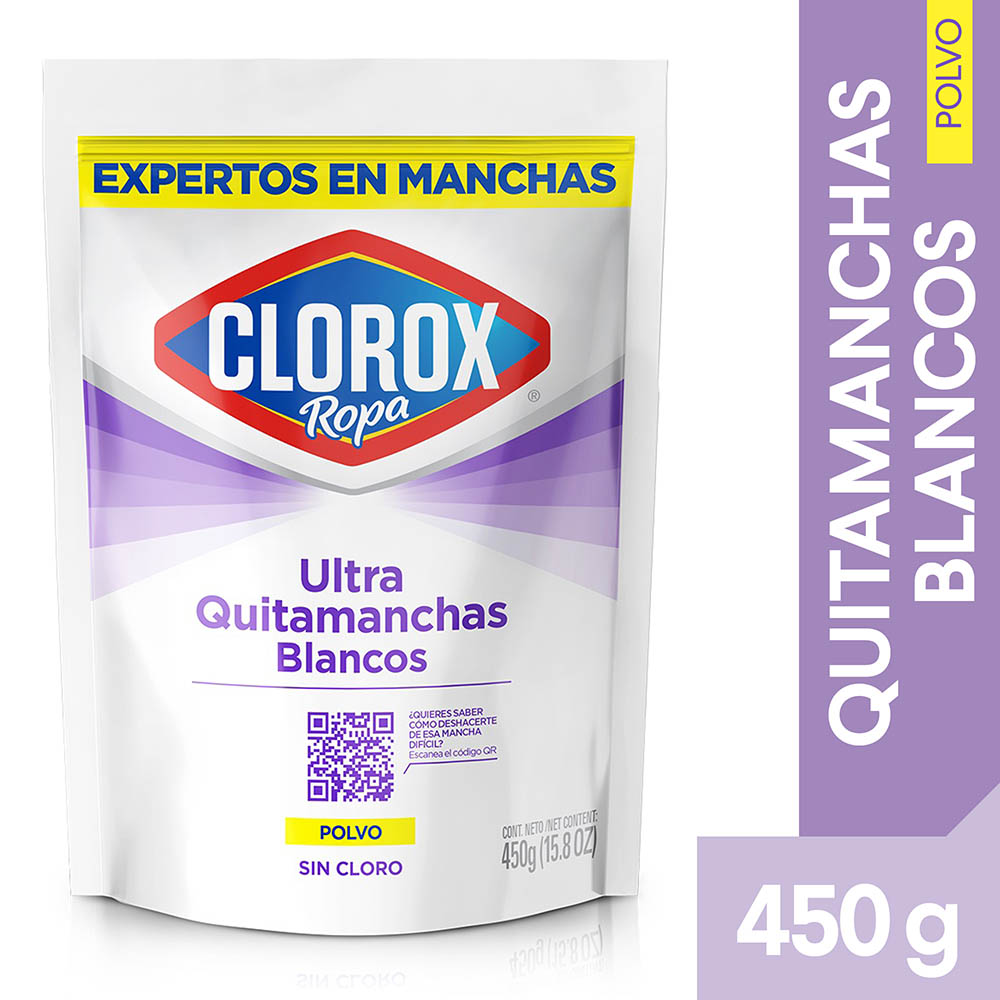 Quitamanchas Sin Cloro Clorox Ropa 4 en 1 Blanca en Polvo 450 g - Rappi