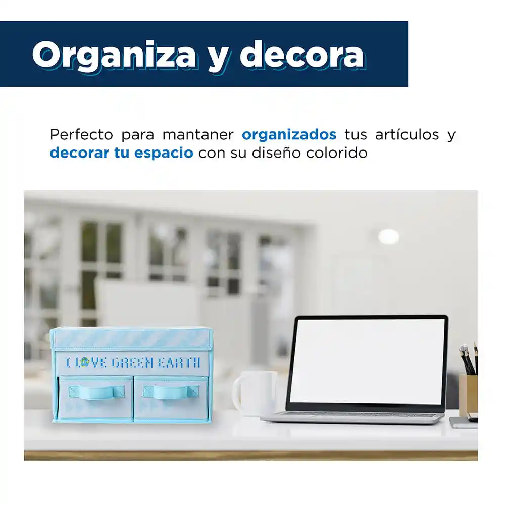 Miniso Organizado de Tela Con Cajones i Love Earth Azul