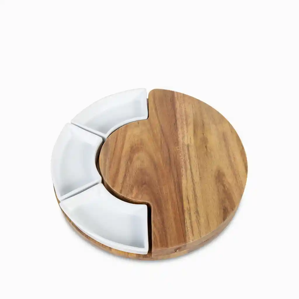Set Para Quesos Acacia Recipientes Cerámica Ambiente Gourmet