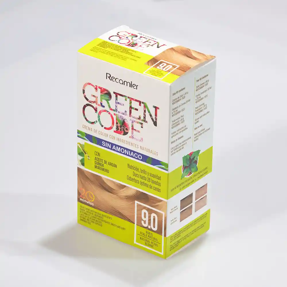 Green Code Tinte en Crema Color Rubio Perla Natural 9.0 sin Amoniaco 