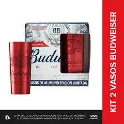 Kit Cerveza Budweiser 2 Vasos Aluminio