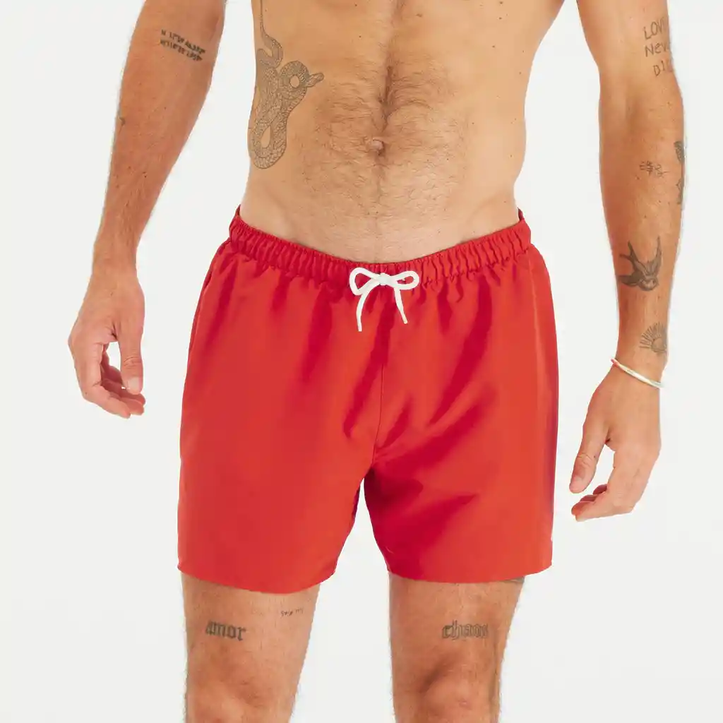 Pantaloneta de Baño Corta de Playa Para Hombre Olaian 100 - Rojo
