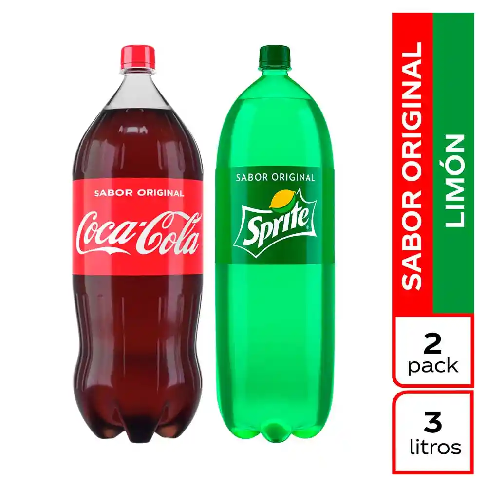 Coca-Cola Gaseosa Sabor Original 3L + Sprite 3L