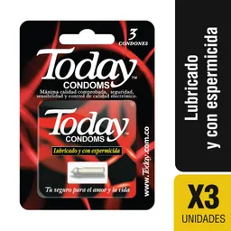 Today Condones Lubricado y con Espermicida 3 UND