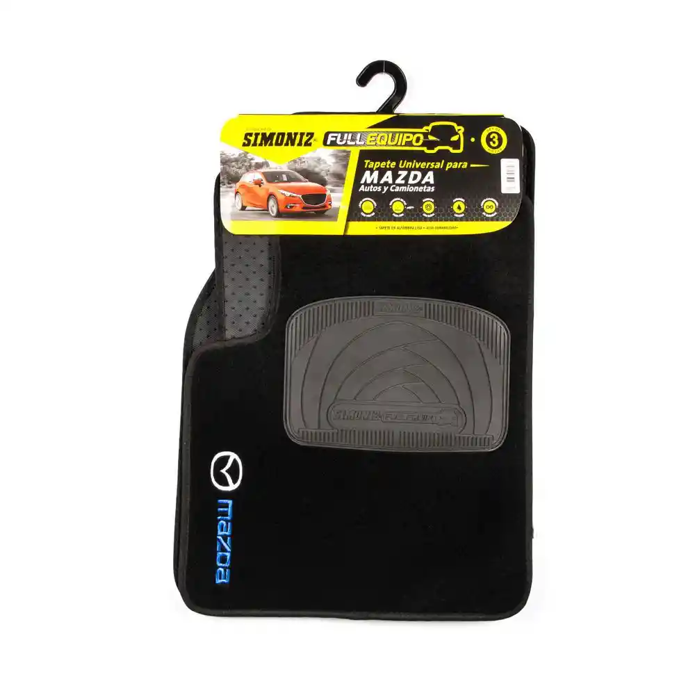 Tapete Universal Mazda Alfombra Negro 3 Piezas Negro