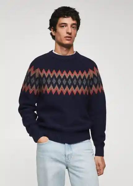 Saco Jersey Geo Navy Talla L Hombre Mango