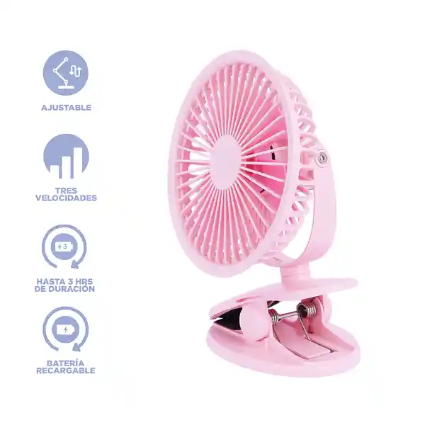 Ventilador de Escritorio Mini Con Clip Rosa Miniso