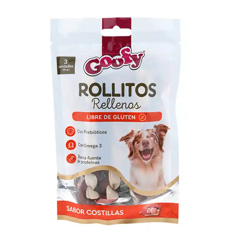 Goofy Rollitos Rellenos para Perro Sabor a Costilla