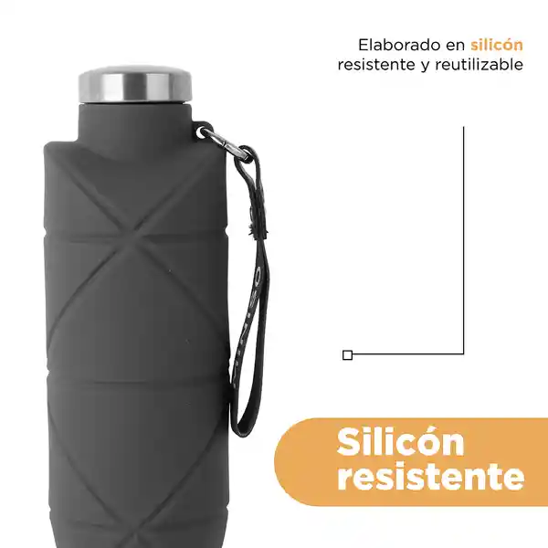 Botella Plástico de Silicona Portátil de Silver Grey Gris Miniso