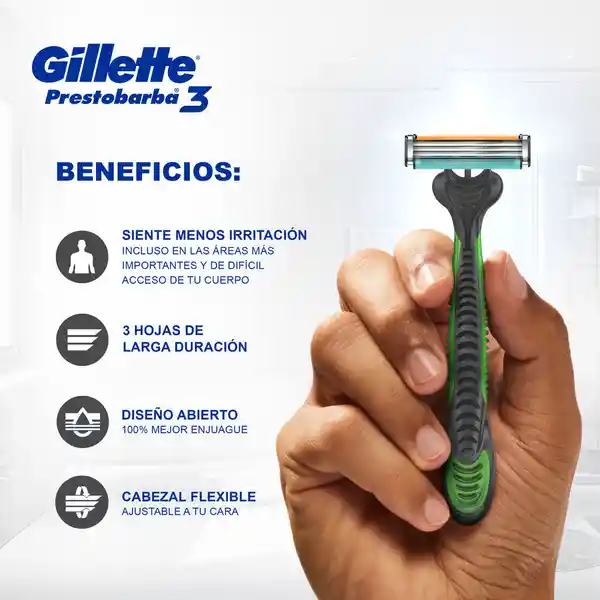 Gillette Cuchilla de Afeitar Prestobarba 3 Sport al Ras y Suave