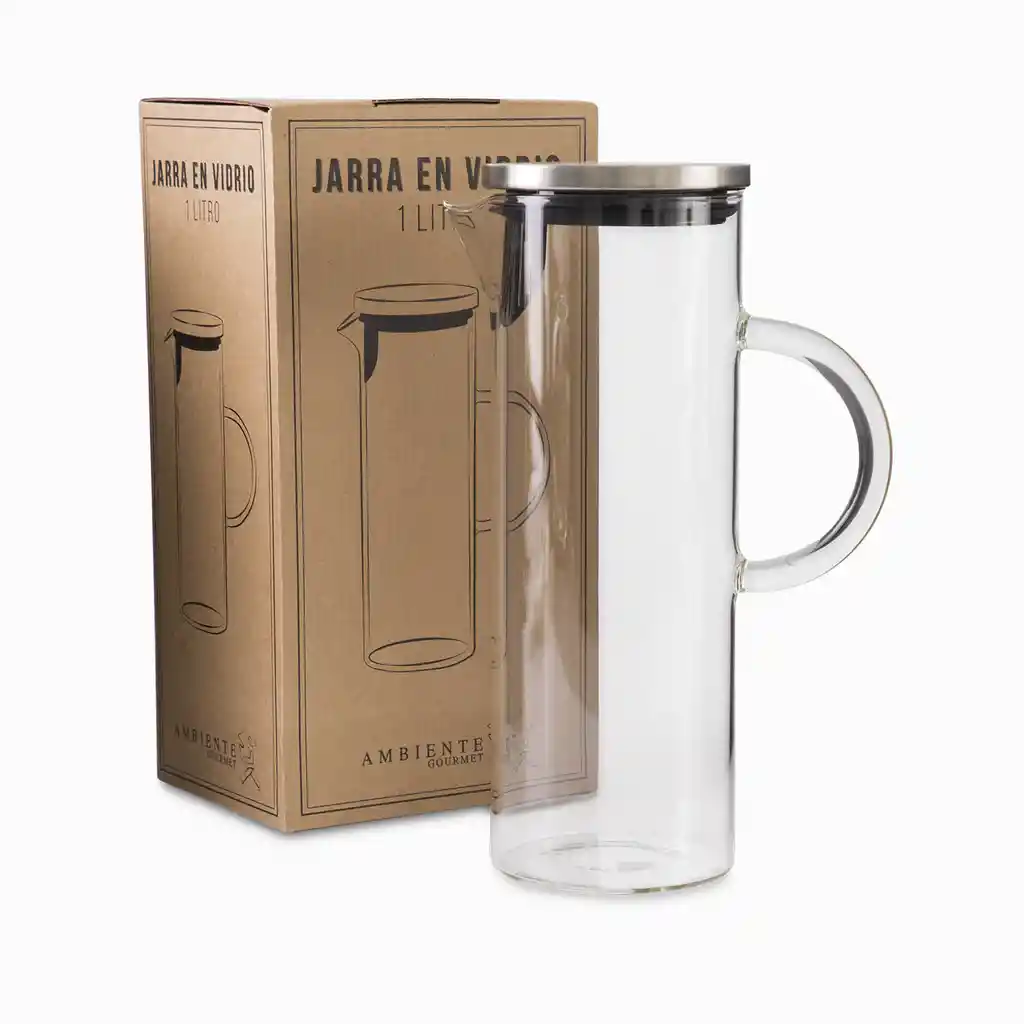 Ambiente Gourmet Jarra en Vidrio Borosilicato Con Tapa 1 L