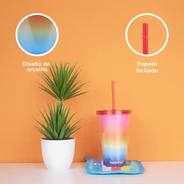 Vaso de Plástico Con Pitillo Serie Rainbow 3.0 Miniso