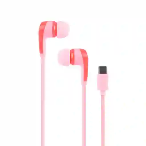 Audífonos Con Cable Tipo C Rojo y Rosa Mod Ebpe A60Fc Miniso