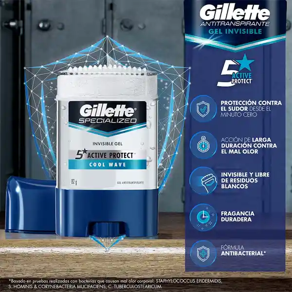 Desodorante Antitranspirante Hombre Gillette Specialized Gel Cool Wave 82 g Pack 2 Unidades