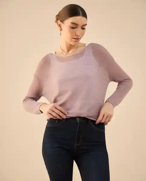 Suéter Tejido Morado Lila Medio Talla S 462G204 Esprit