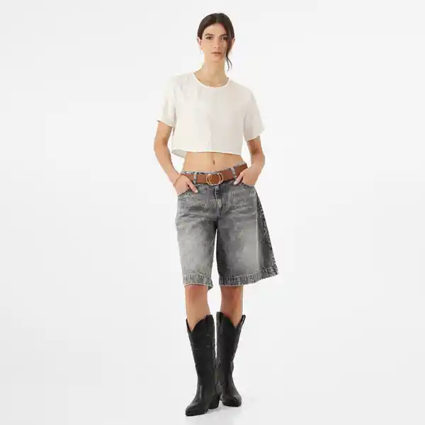 Blusa Cuello Redondo Manga Corta Blanco Talla M 680264