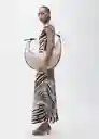 Vestido Zebri Crudo Talla L Mujer Mango