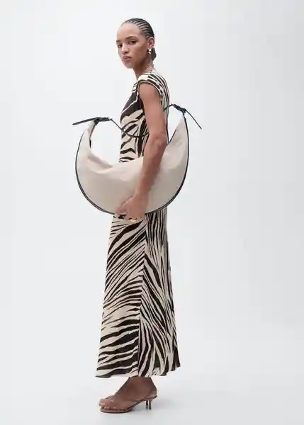 Vestido Zebri Crudo Talla L Mujer Mango