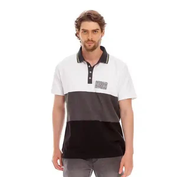 Marithé Francois Girbaud Camiseta Polo Blanco Gris Negro Talla L