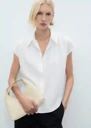 Camisa Lim Offwhite Talla M Mujer Mango