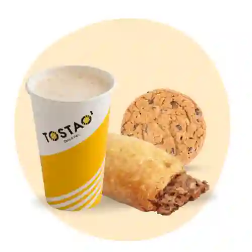 Pastel Tostao , Bebida Grande y Galleta