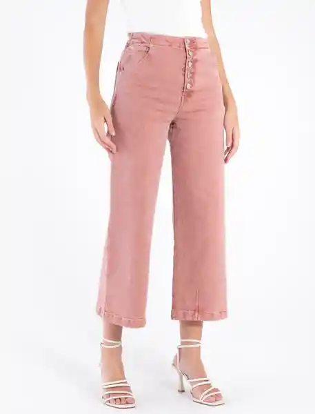 Pantalón De Tiro Alto Rosa Rosetón Medio Talla 4 Mujer Naf Naf