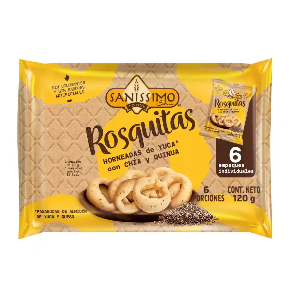 Rosquitas Horneadas de Yuca Con Chia y Quinua 120 g