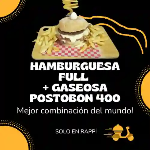 Hamburguesa Full + Gaseosa Postobon 400Ml