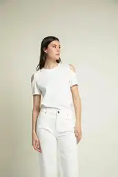 Camiseta Manga Corta Para Dama de Blanco Talla L