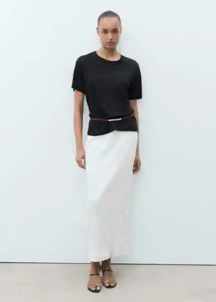 Camiseta Lenu Negro Talla M Mujer Mango
