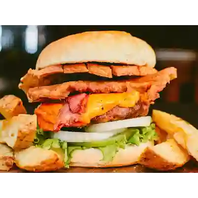 Hamburguesa Mixta Res y Chicharrón