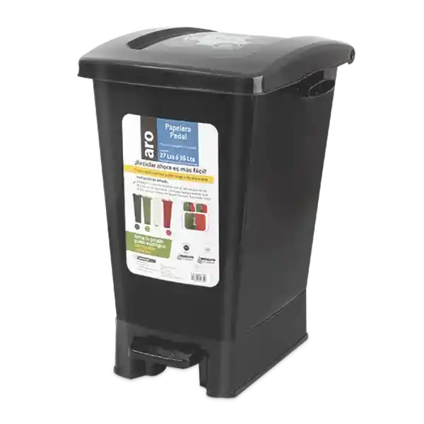 Aro Papelera Pedal Negra 27 L