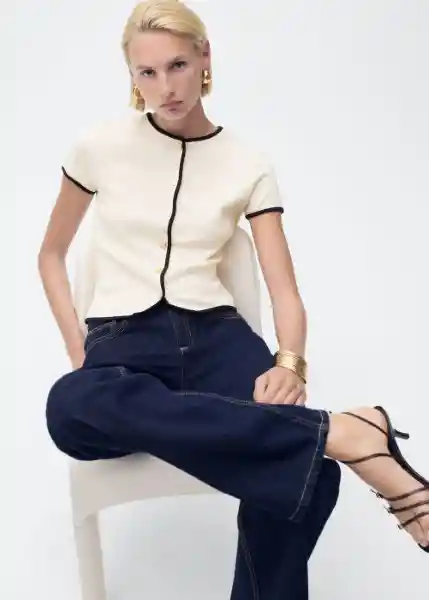 Camiseta Portbi Crudo Talla M Mujer Mango