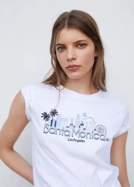 Camiseta Pstilubi Blanco Talla L Mujer Mango