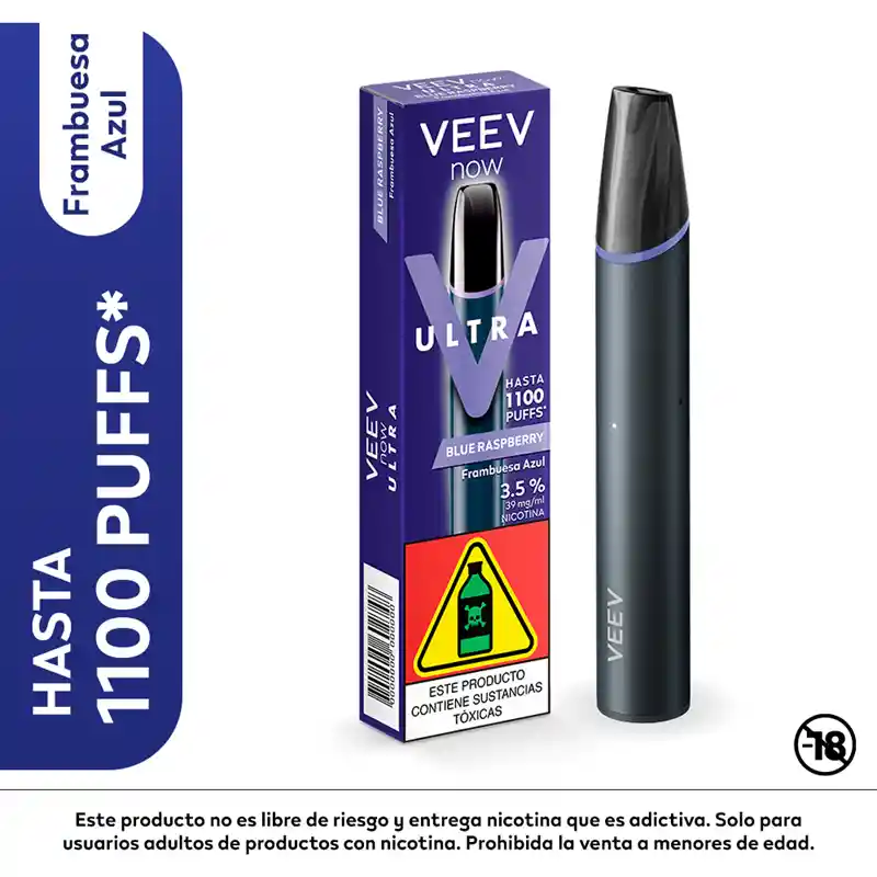 VEEV Now Ultra Frambuesa Azul 2ml 3.5% Vapeador Desechable 1100 Puffs