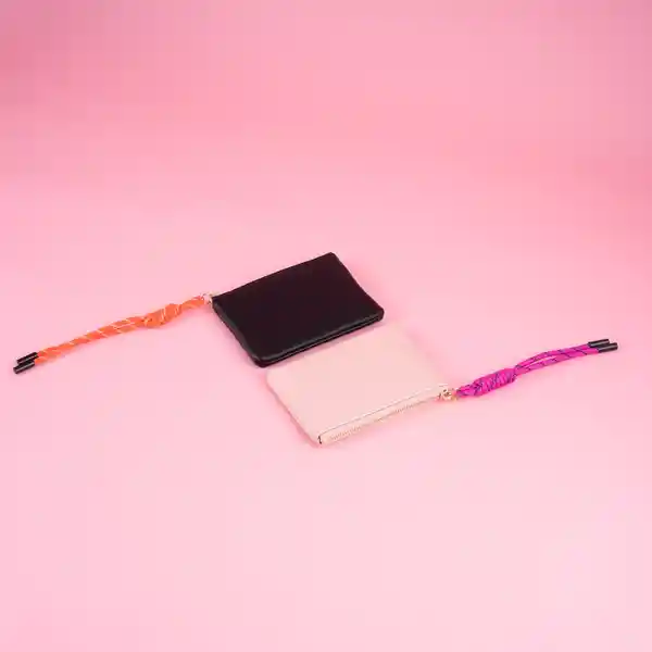Monedero Tipo Piel Suavizada Con Correa Deportiva Rosa Miniso