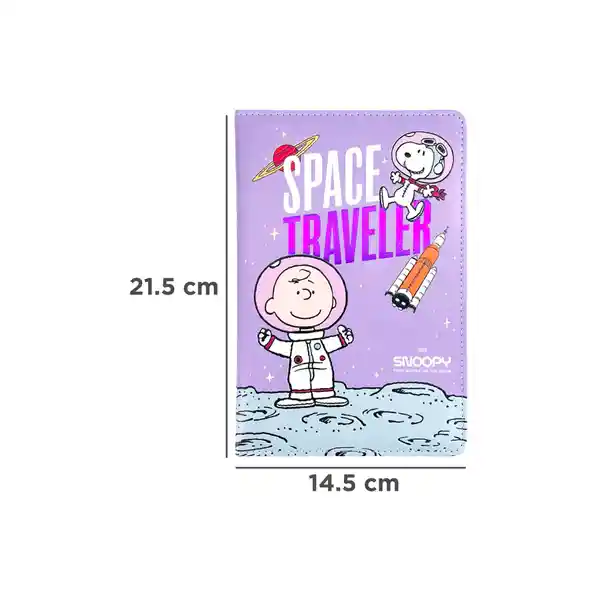 Libreta Snoopy Viaje Espacial Morado Miniso