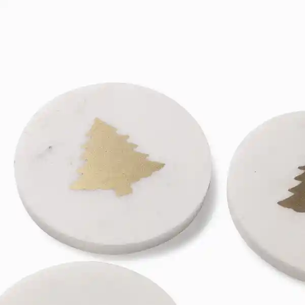 Set Portavaso Árbol Navidad Mármol Ambiente Gourmet