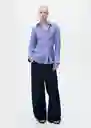 Camisa Inma Azul Talla L Mujer Mango