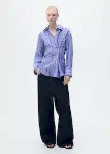 Camisa Inma Azul Talla L Mujer Mango