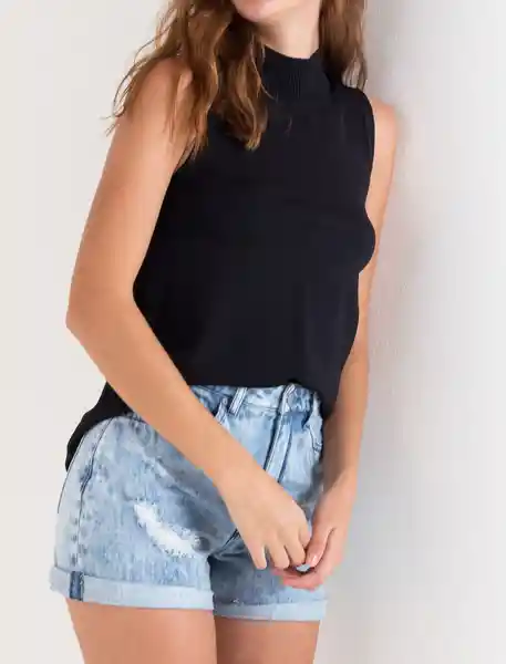 blusa tejido manga sisa negro puro ultra oscuro talla s mujer Naf-Naf
