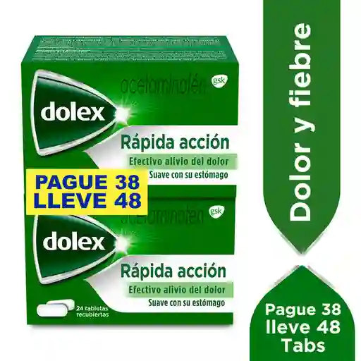 Dolex Tabletas Recubiertas Rápida Acción Pack X48(500 mg)
