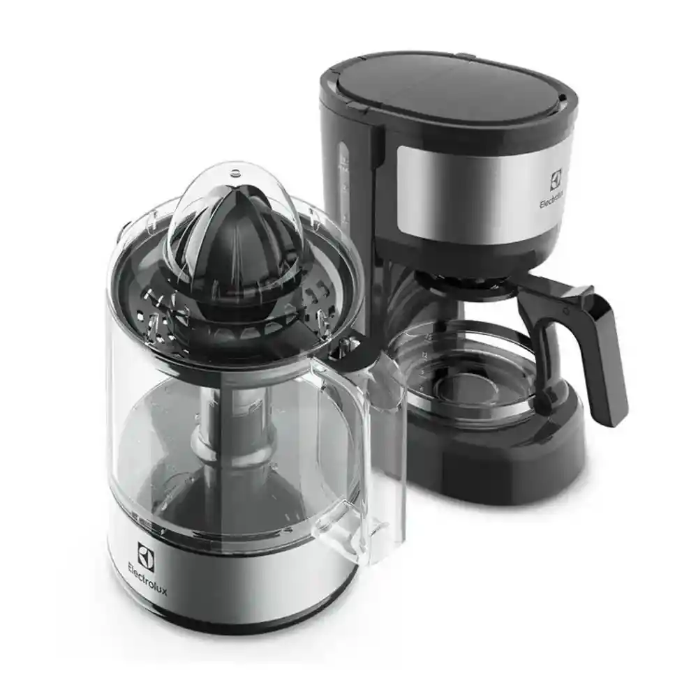 Cafetera 4 Tazas y Exprimidor Elect 4 Tazas Plateado Inox Ecm10+ecp10