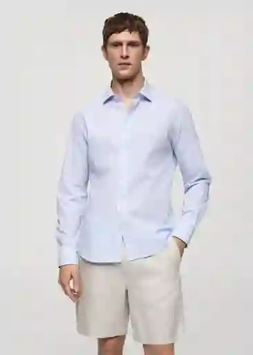 Camisa Garda Azul Talla L Hombre Mango