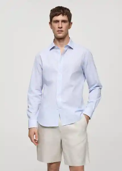 Camisa Garda Azul Talla L Hombre Mango