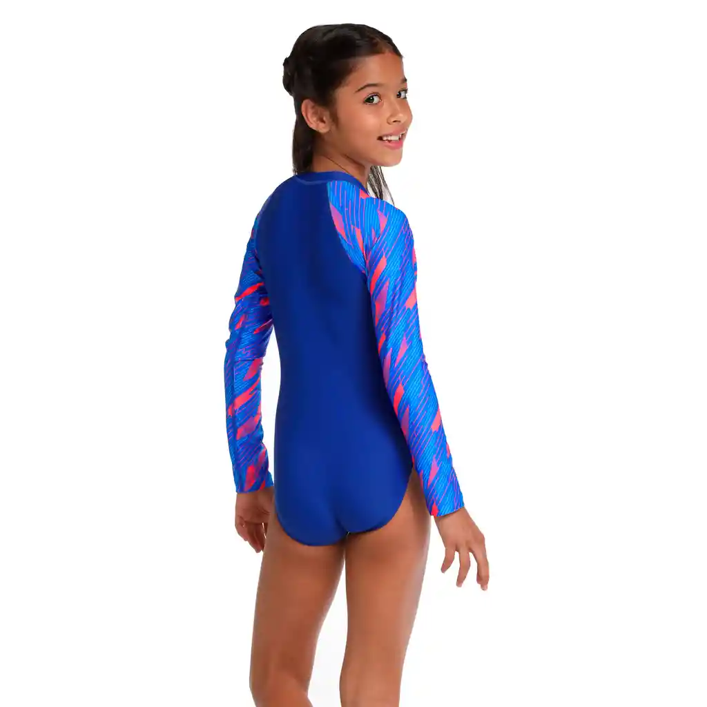 Vestido de Baño Manga Larga Siren Hyperboom Junior Femenino Azul -10
