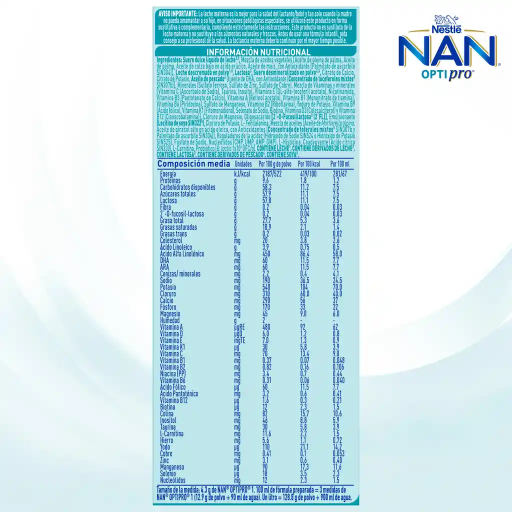 Fórmula infantil NAN OPTIPRO Etapa 1 x 1400g