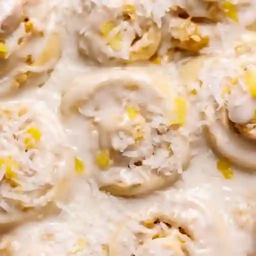 Piña colada cinnamon roll
