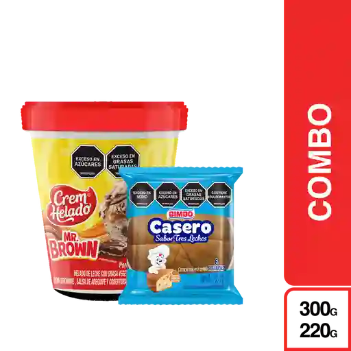 Combo Mr Brown Helado + Bimbo Ponque Casero Tres Leches