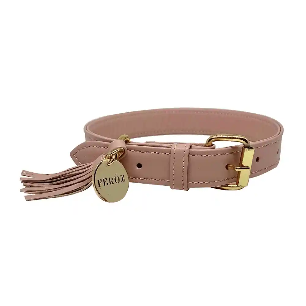 Collar Para Perro Feroz Cuero Rosa Palido